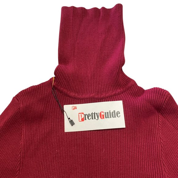 PrettyGuide Women Slim Fit Ribbed Turtleneck Long Sleeve Midi Knit Sweater Dress - Picture 2 of 3